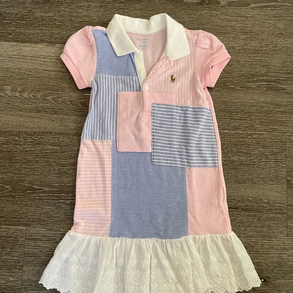 Ralph Lauren Pink and Blue Patchwork Dress - Picture 1 of 4